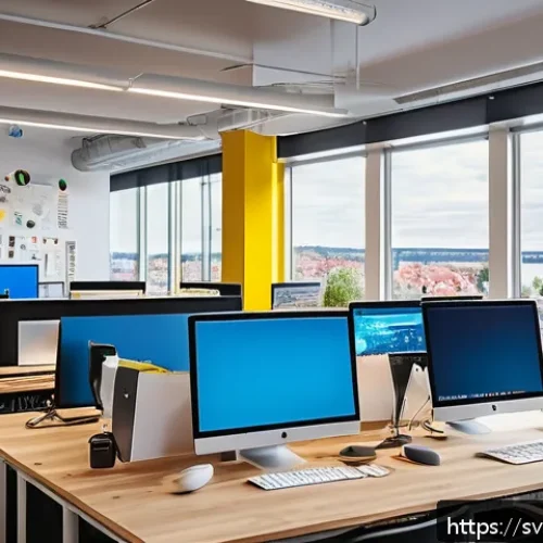 Home 13 오픈소스 하드웨어의 시장 동향 - A vibrant Swedish tech startup workspace featuring diverse engineers collaborating on open source ha...
