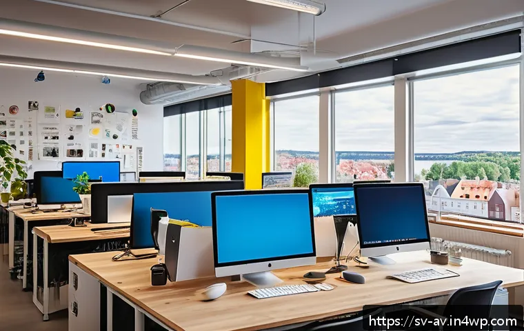 오픈소스 하드웨어의 시장 동향 - A vibrant Swedish tech startup workspace featuring diverse engineers collaborating on open source ha...
